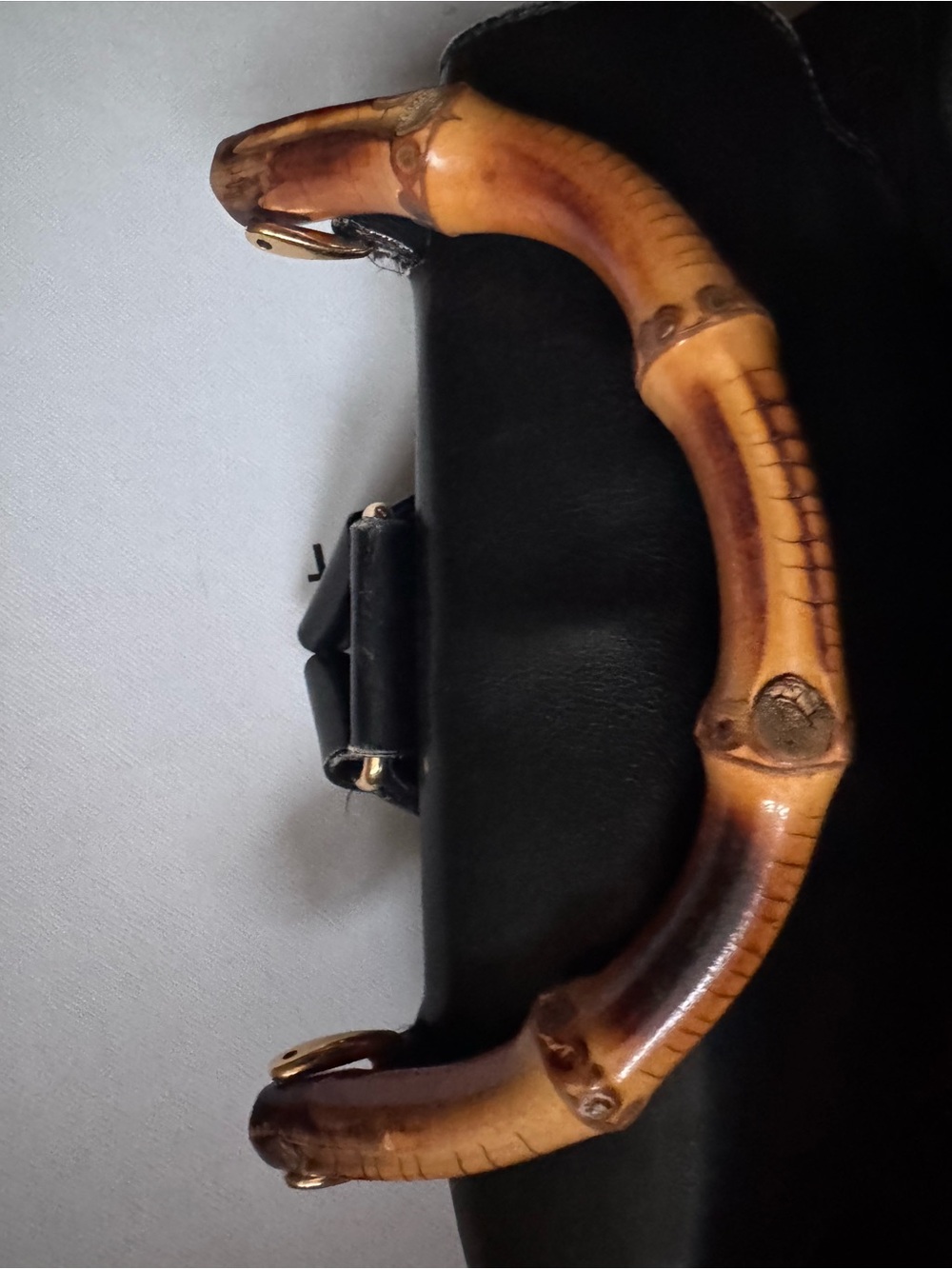 Gucci Black Leather Bamboo-Trim Backpack - Picture 12 of 16